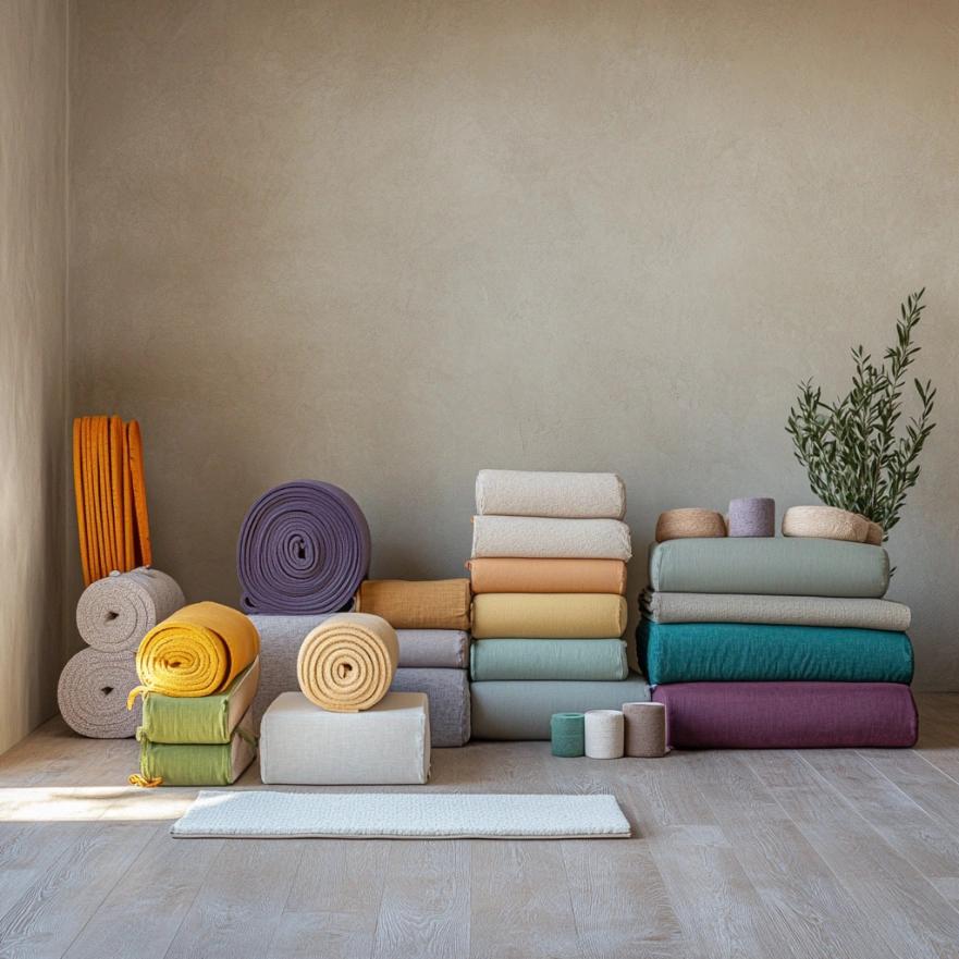 Куточок з пропсами для йоги: блоками, ременями, болстерами